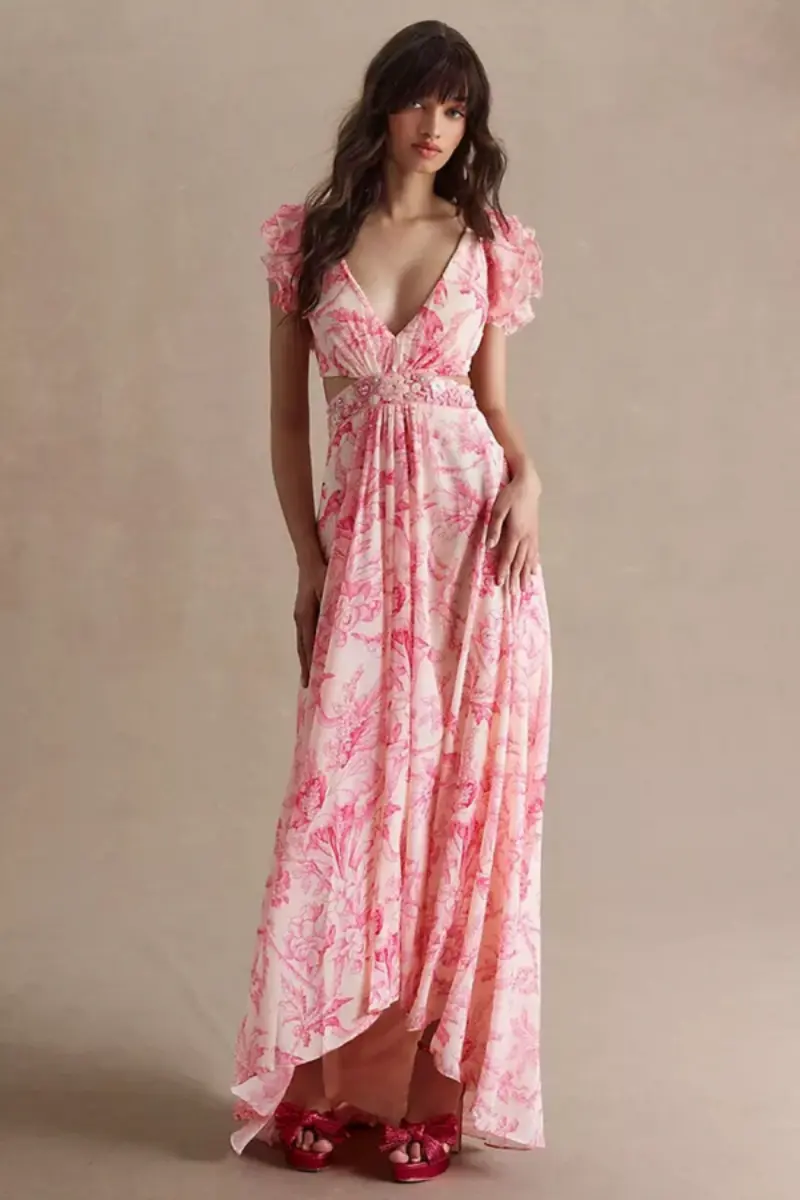 vestido florido para bodas de casamento