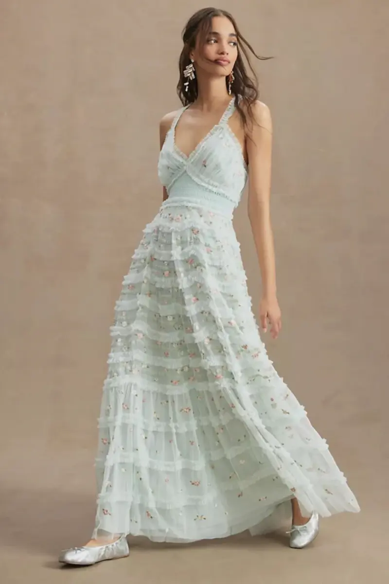 vestido longo sem manga para bodas