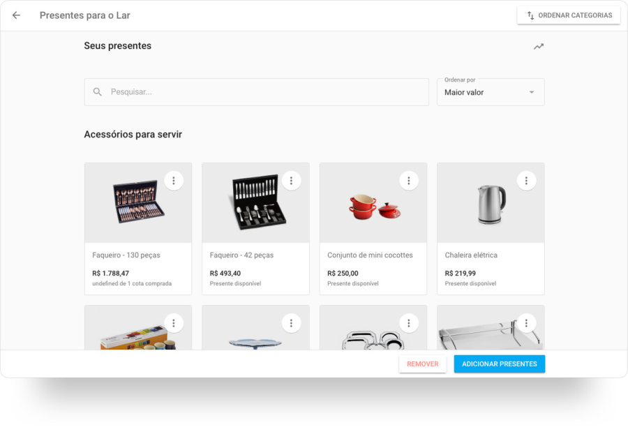 lista de presente de casamento no site 