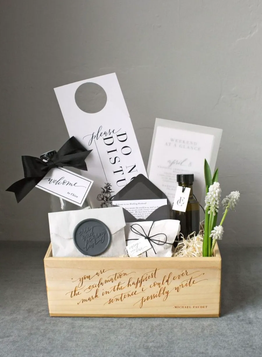 kit de boas vindas para casamento simples e elegante