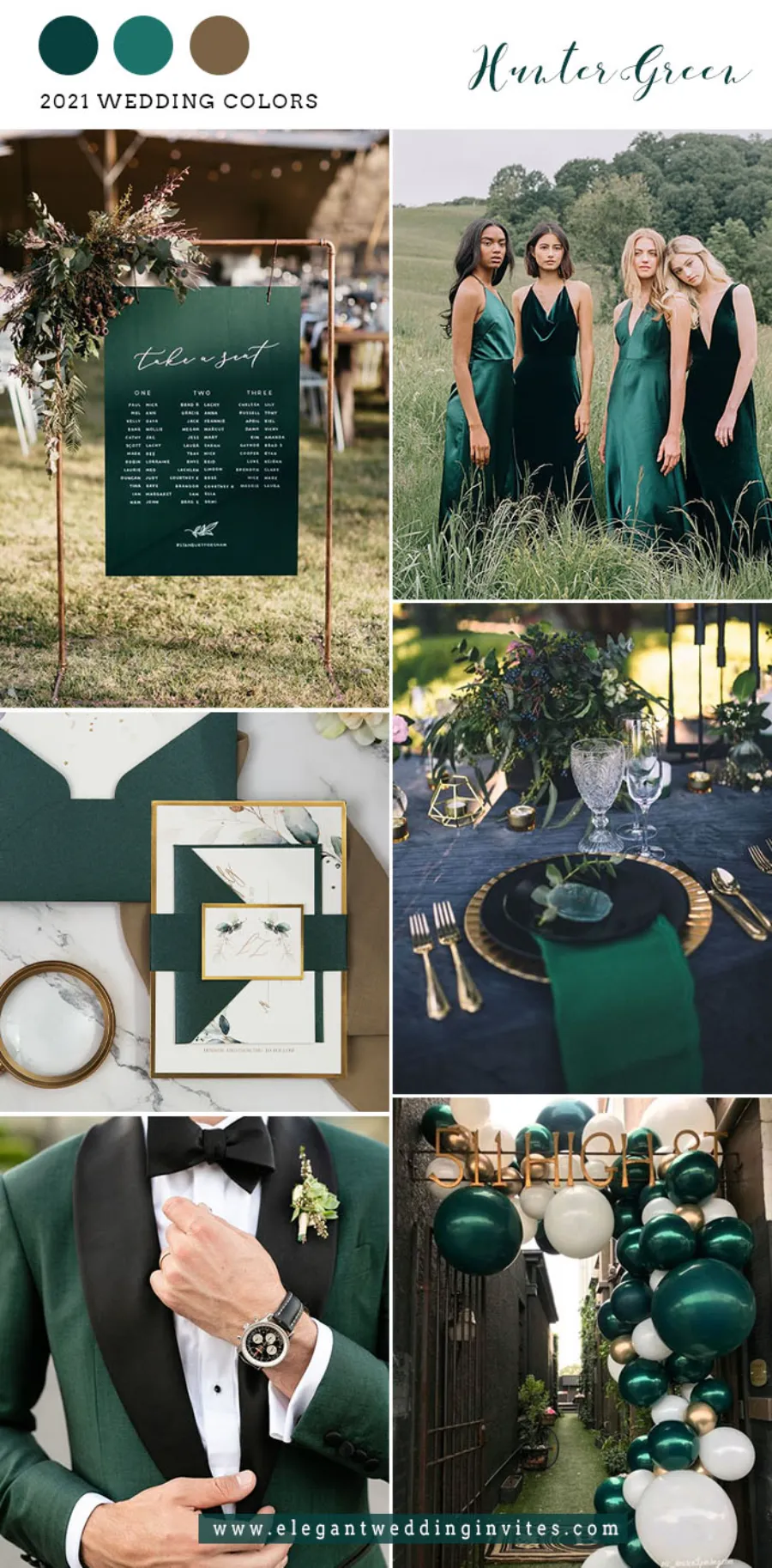 paleta de cores para casamento verde elegante