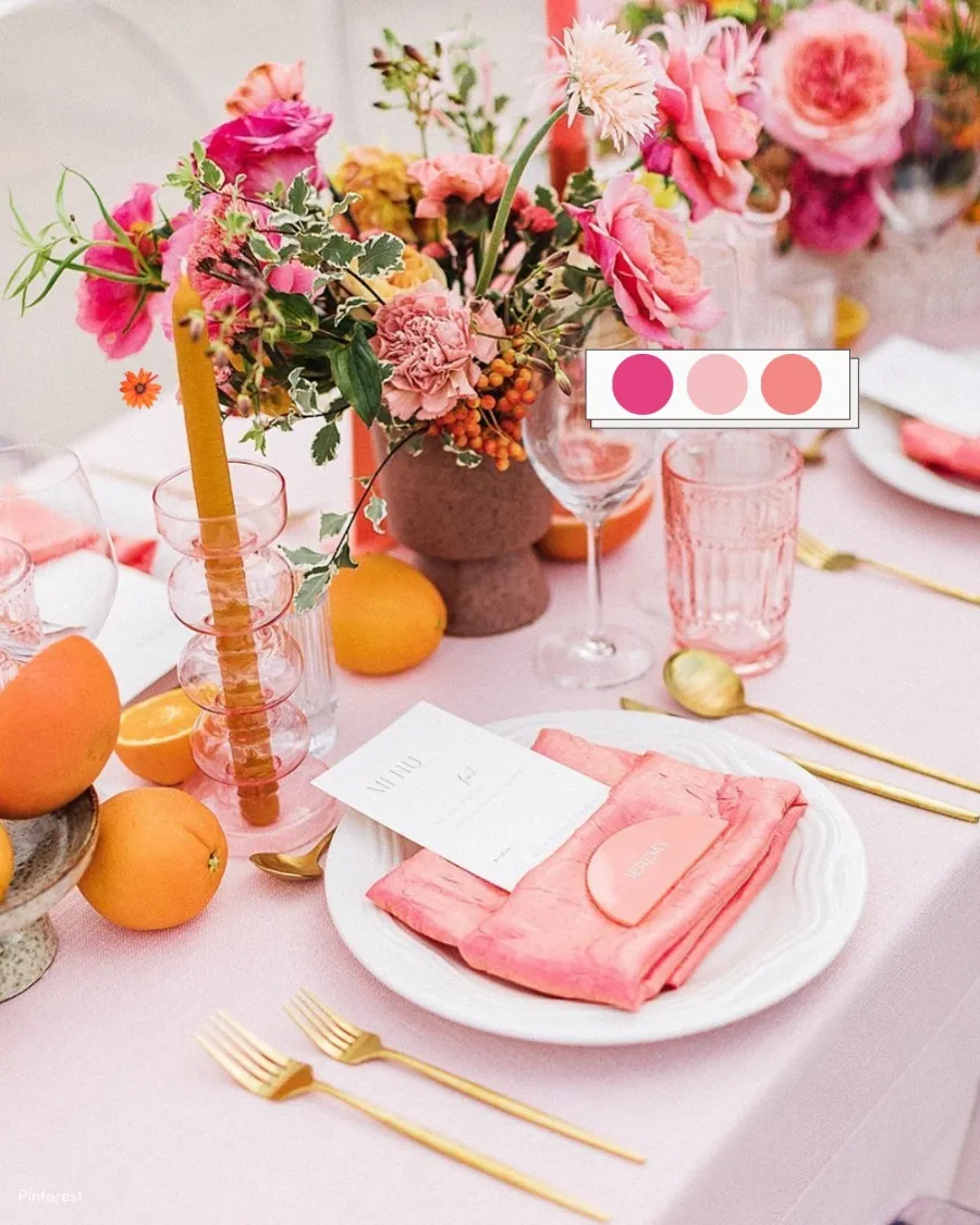 paleta de cores para casamento rosa
