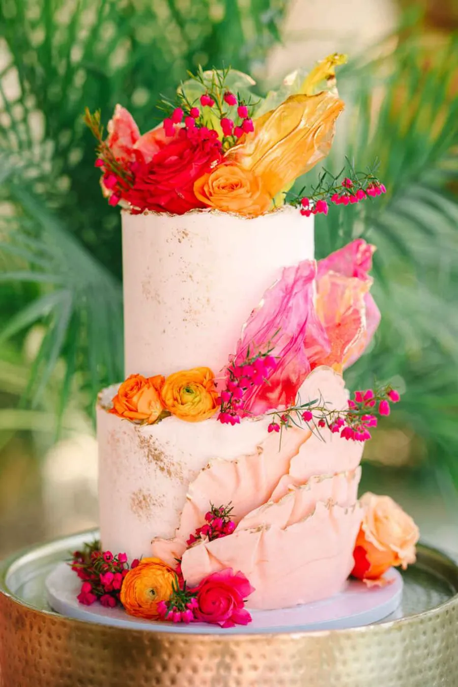 bolo de casamento rosa