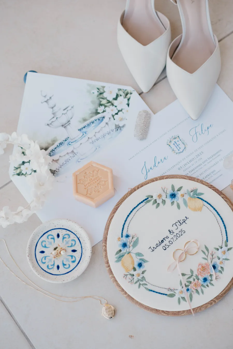 porta aliança inspirado em casamento italiano