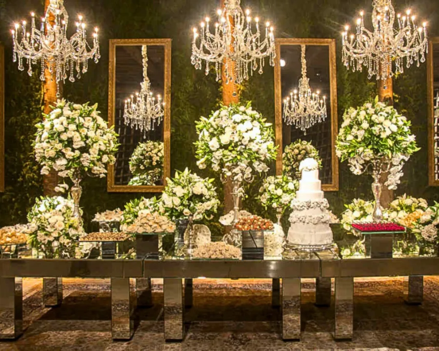 mesa do bolo de casamento