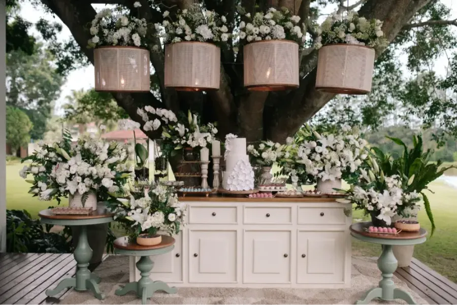 mesa do bolo de casamento