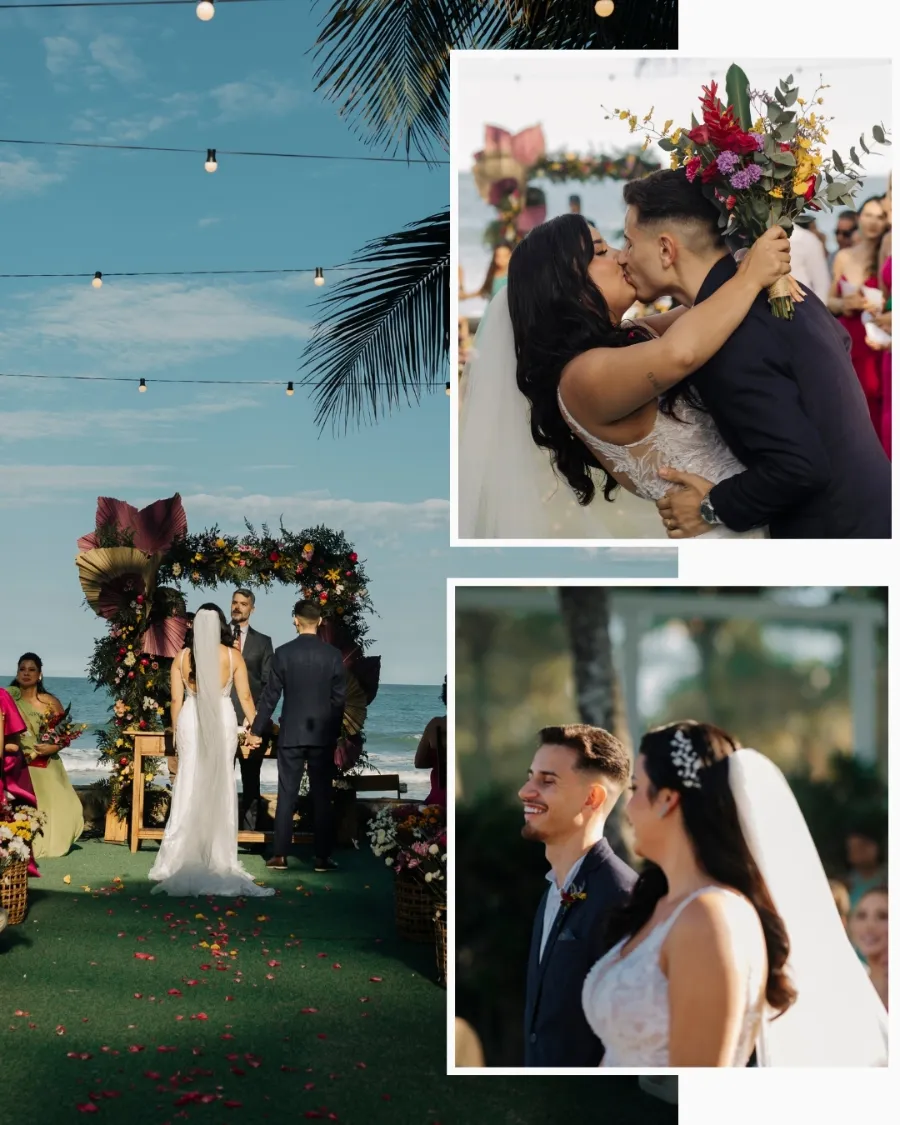noivos se casando em frente ao mar