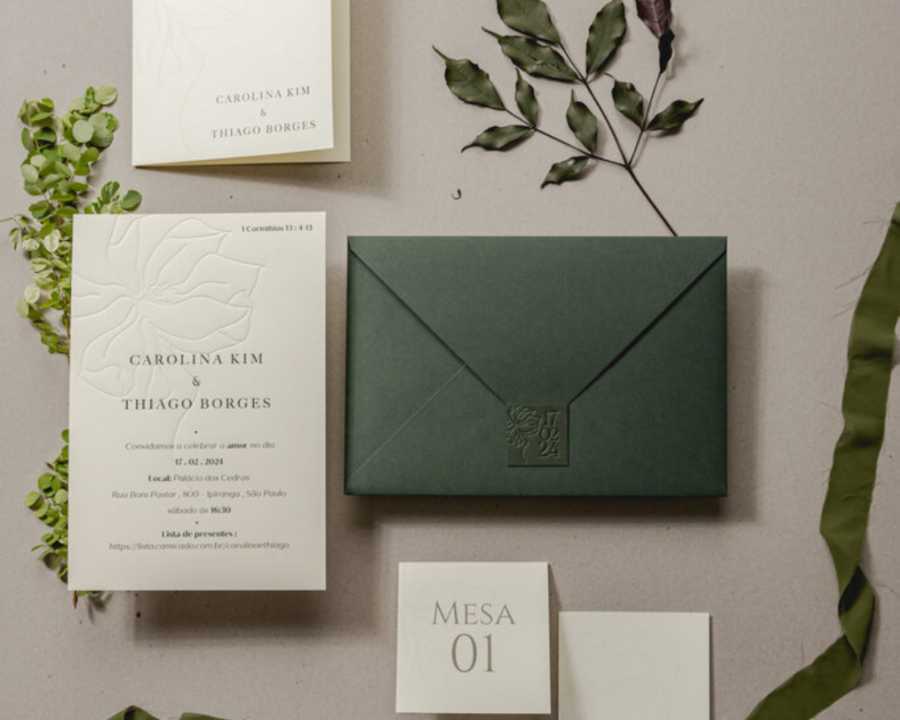 convite de casamento verde e branco na black friday