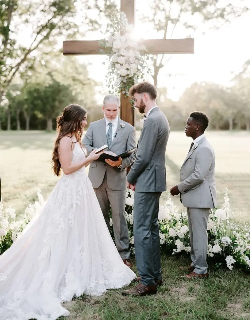 votos de casamento evang&eacute;lico em cerim&ocirc;nia ao ar livre