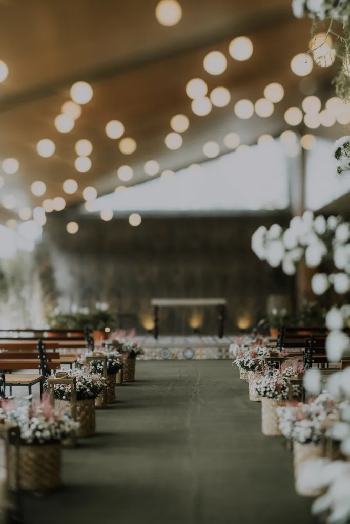 espa&ccedil;o decorado de casamento