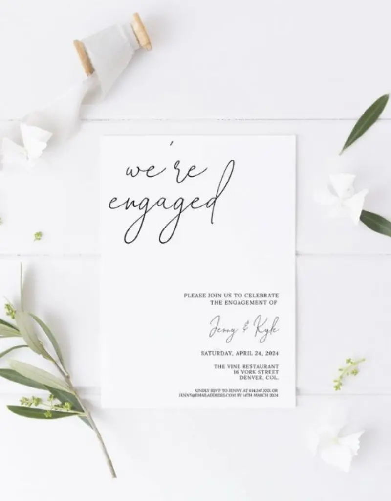  convite para noivado minimalista