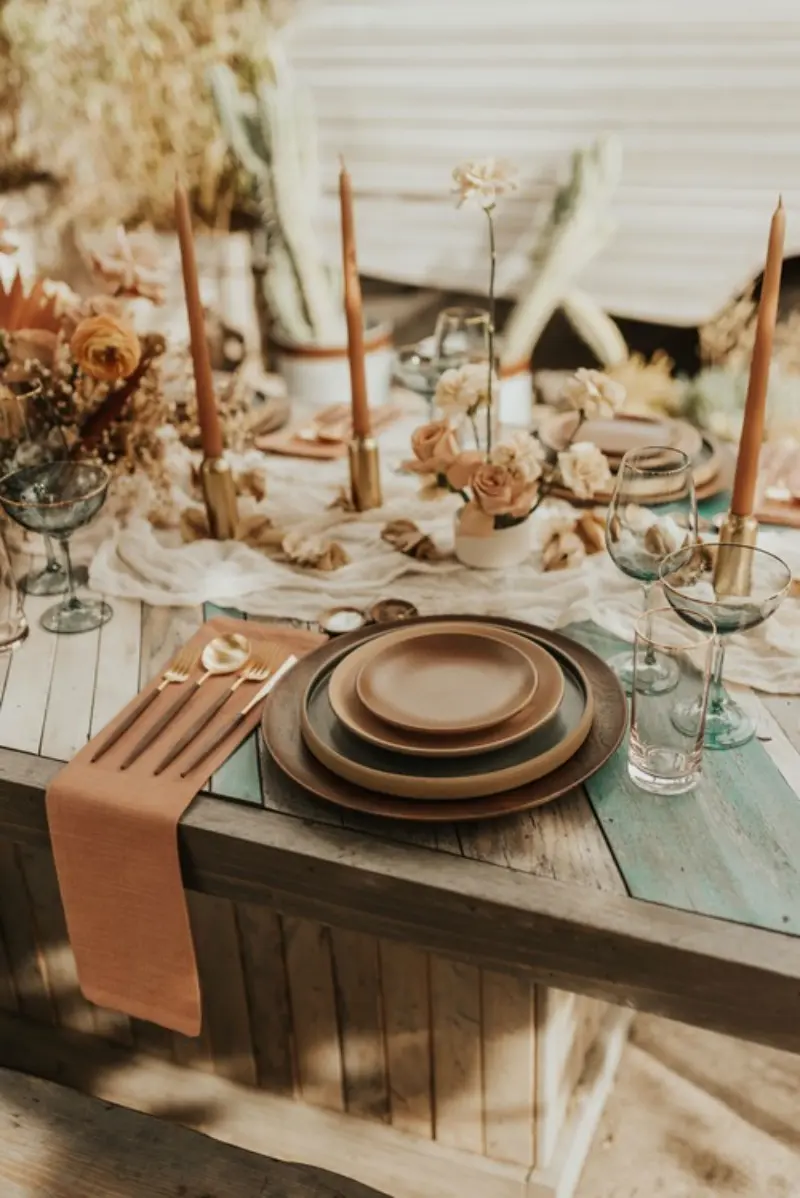 mesa de noivado boho