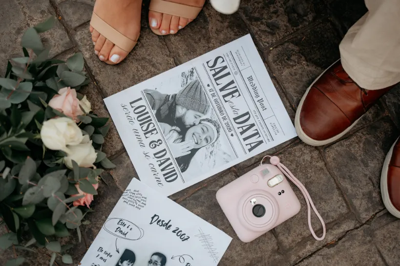 jornal dos noivos no chão