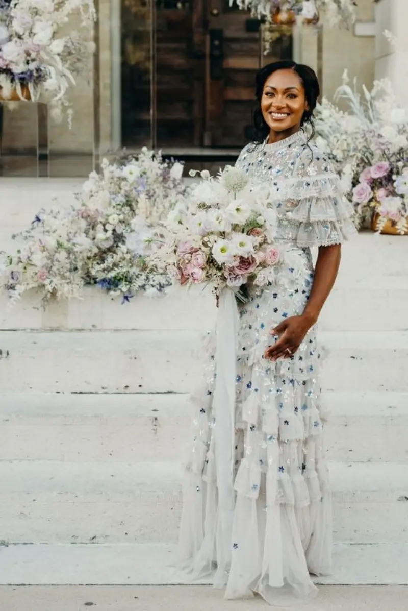  vestido de babados florido