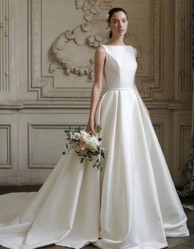 vestido de noiva para igreja cat&oacute;lica minimalista