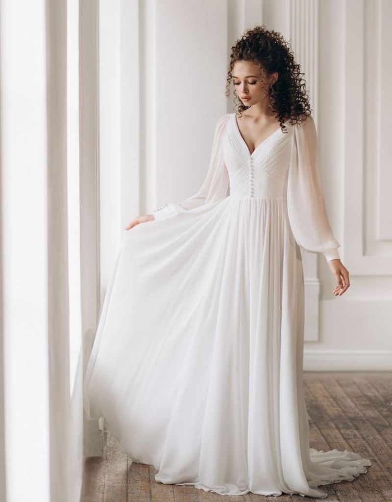 vestido evas&ecirc; com manga longa