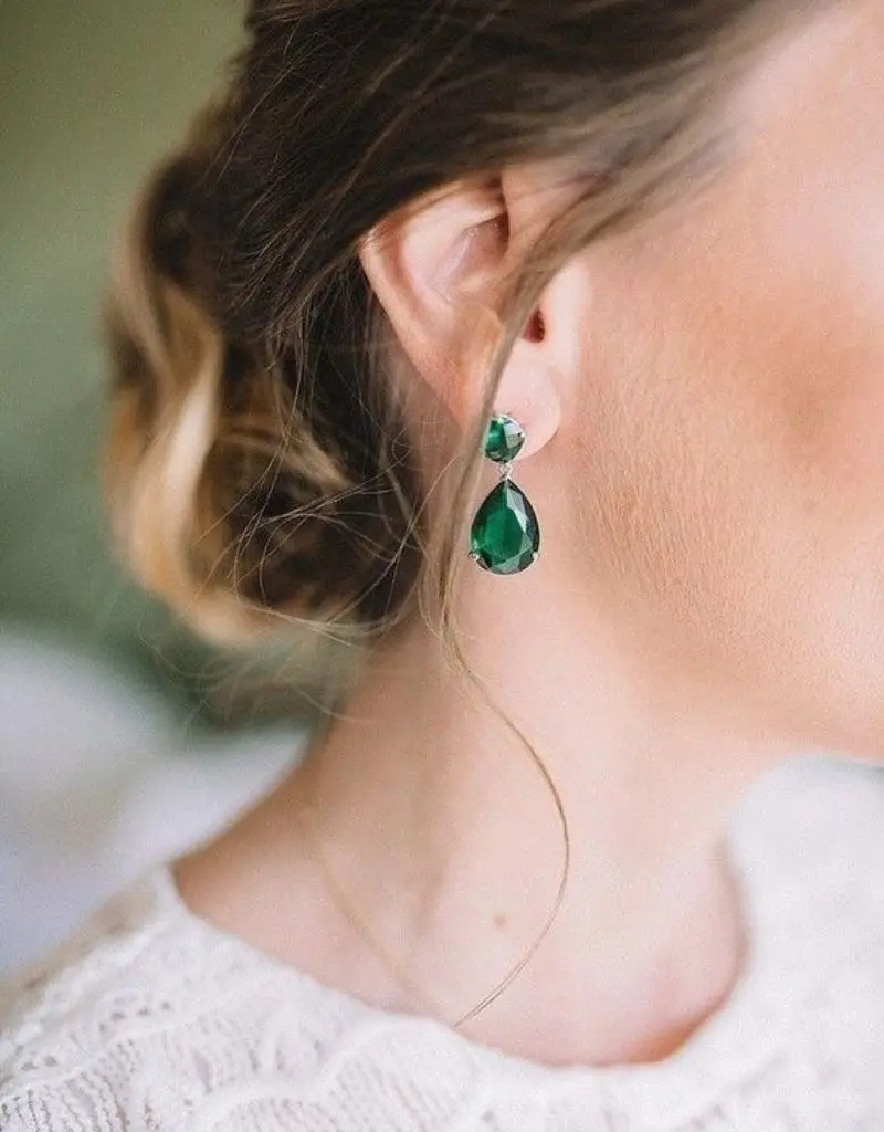 brinco de esmeralda para noiva