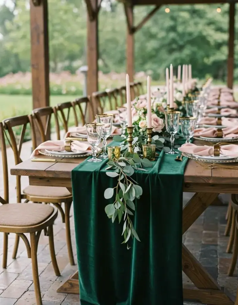 caminho de mesa verde esmeralda