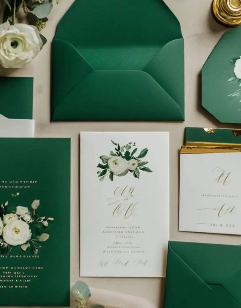 identidade visual de casamento verde esmeralda