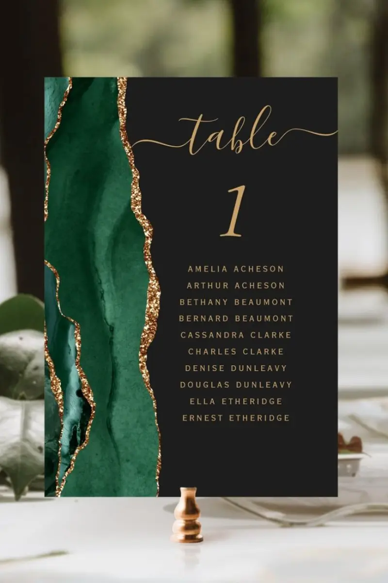 marca&ccedil;&atilde;o de mesa preto e verde esmeralda