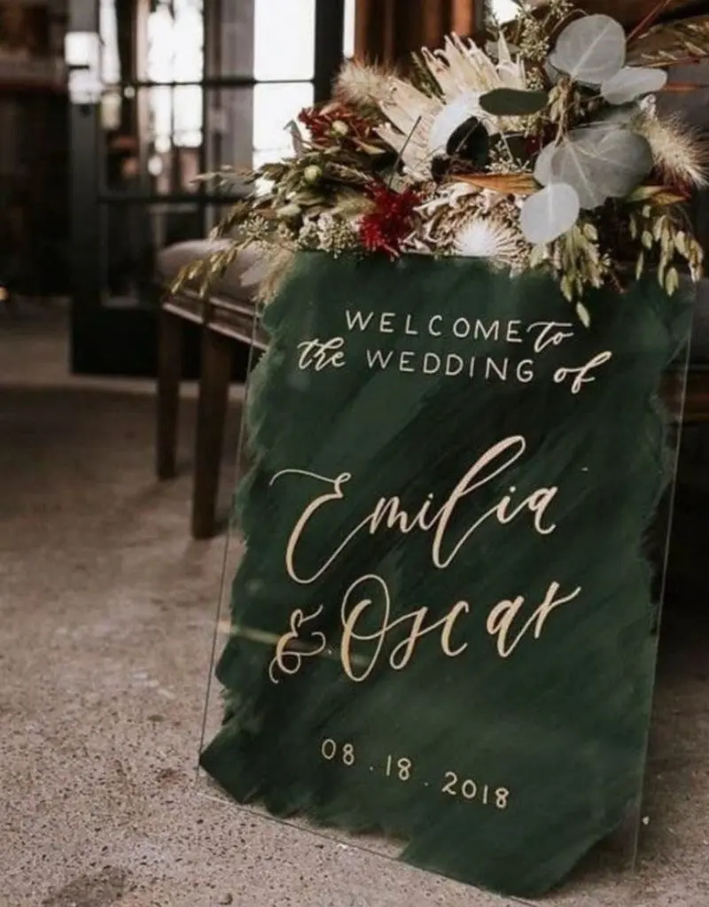 placa de entrada de casamento
