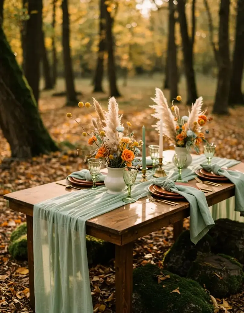 casamento terracota e verde ao ar livre