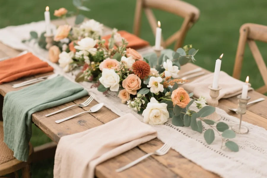 mesa de casamento terracota