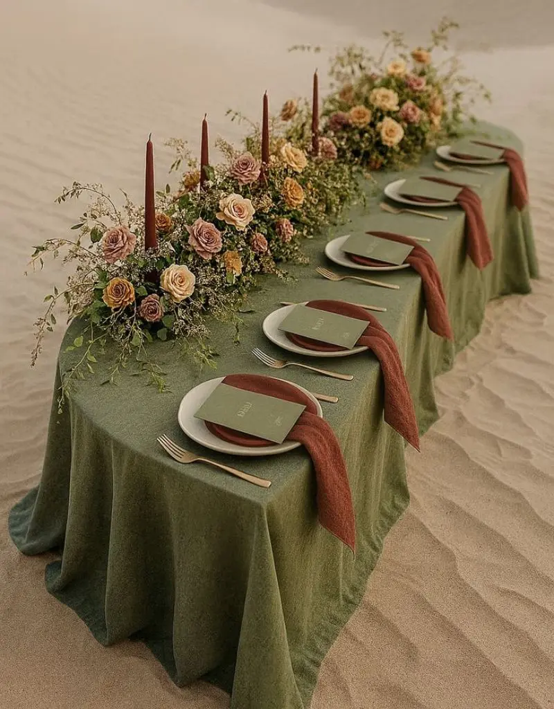 mesa para convidados na praia