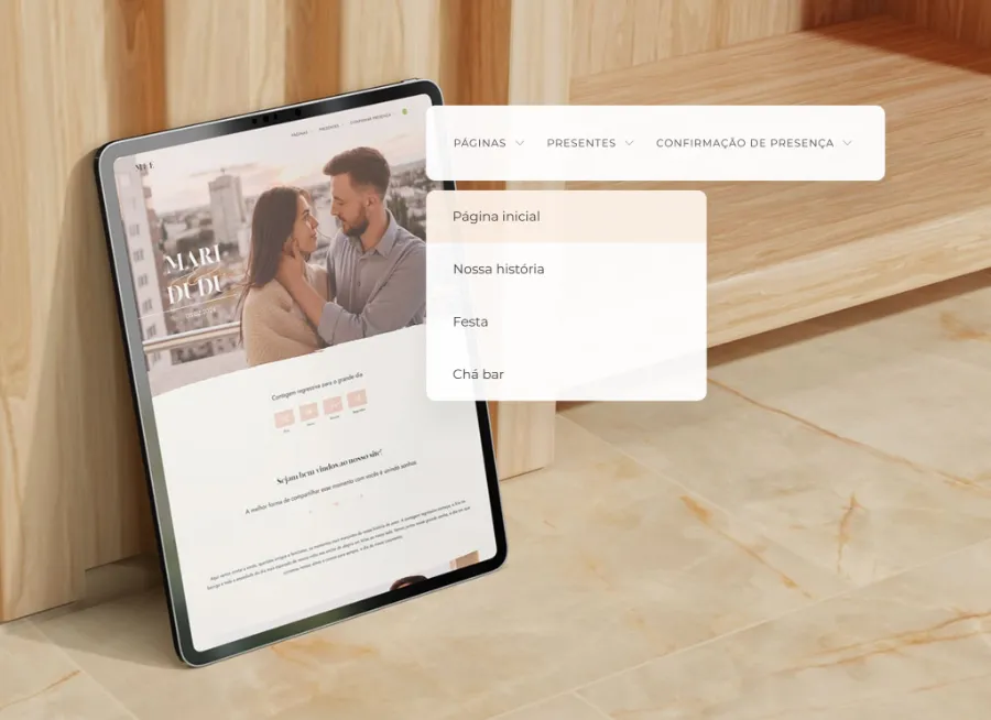tablet com site de casamento do iCasei