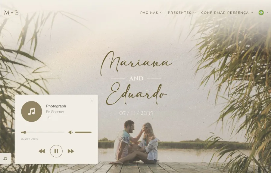 site de casamento com musica de fundo