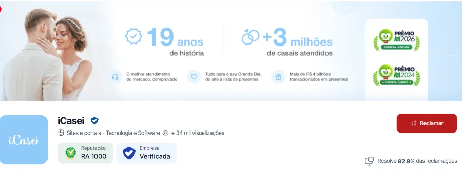 print do icasei no Reclame aqui