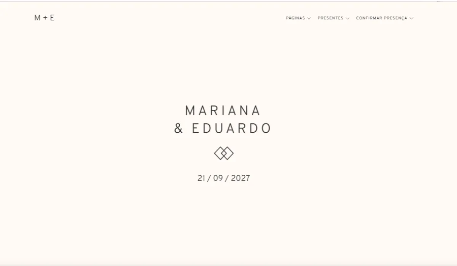 site de casamento minimalista e personalizado
