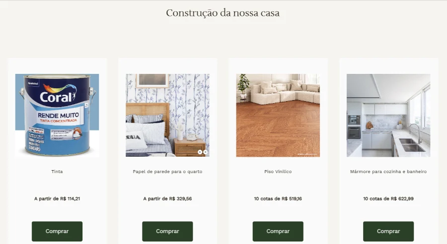 site de casamento com presentes virtuais